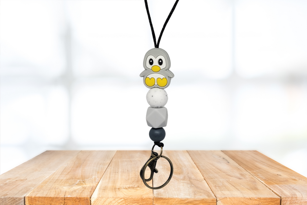 Grey Penguin Lanyard