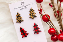 Load image into Gallery viewer, Leopard Plaid Tree 2 Stud Pack
