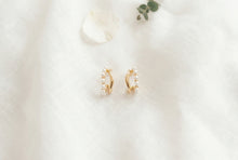 Load image into Gallery viewer, Gold Pearl Hoops
