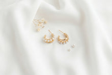 Load image into Gallery viewer, Gold Pearl Hoops
