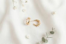Load image into Gallery viewer, Gold Pearl Hoops
