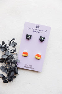 Cat and Candy Corn 2 Stud Pack